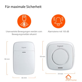 Стартовий комплект сигналізації Gigaset, сирена, детектор руху, дверна та віконна сигналізація, Alexa та Google