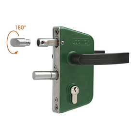 Cerradura de nailon verde, 40 mm, entrada de 60 mm, fija, con tornillo