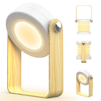 TESECU Foldable LED Wooden Bedside Lamp (Touch, USB, 3 Modes)