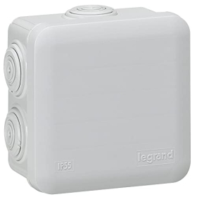 Legrand leg94517 square junction box with clip system closure, 80 x 80 x 45 mm, grey