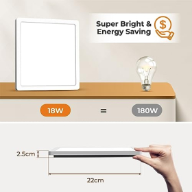 Lámpara de techo LED BLNAN, 18 W, panel plano, blanco cálido neutro frío, 3000 K/4000 K/5000 K, con retroiluminación, 1800 lm