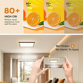 Lámpara de techo LED BLNAN, 18 W, panel plano, blanco cálido neutro frío, 3000 K/4000 K/5000 K, con retroiluminación, 1800 lm