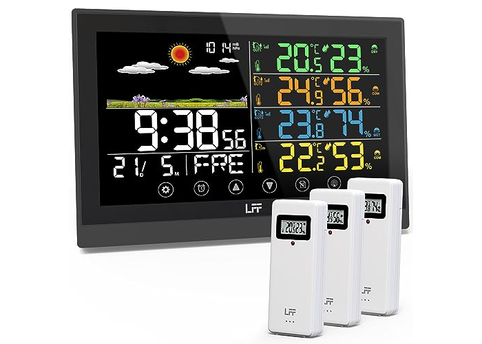 Funkwetterstation LFF, Innenbereich mit Sensoren, Farbdisplay Funkwetterstation LFF, Innenbereich mit Sensoren, Farbdisplay