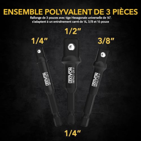 Juego de adaptadores de vaso LEXIVON de 3 piezas para llaves de impacto y taladros.