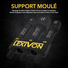 Juego de adaptadores de vaso LEXIVON de 3 piezas para llaves de impacto y taladros.