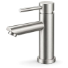 Grifo de lavabo Ibergrif M11103 fabricado en acero inoxidable cepillado.