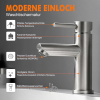 Grifo de lavabo Ibergrif M11103 fabricado en acero inoxidable cepillado.