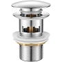 Ibergrif M20502 Click-Clack universal sink drain with overflow, plug valve for bidets, silver