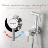 Mezclador de bidé empotrado Ibergrif con ducha de mano y manguera de ducha, color plata.