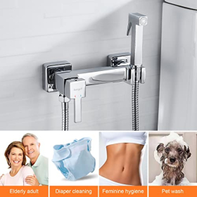 Ibergrif single-lever bidet mixer tap, square shower tap, hot & cold