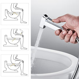 Ibergrif single-lever bidet mixer tap, square shower tap, hot & cold
