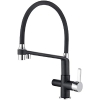 Ibergrif M22127B-2 – Grifo de cocina de 3 vías con caño flexible negro