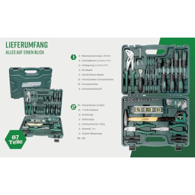 Mannesmann 87-piece tool set in a case, green, 1 piece