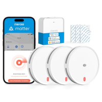 Meross Matter WiFi smoke detector, dual sensor, app notification, 3 pieces with MSH450 hub