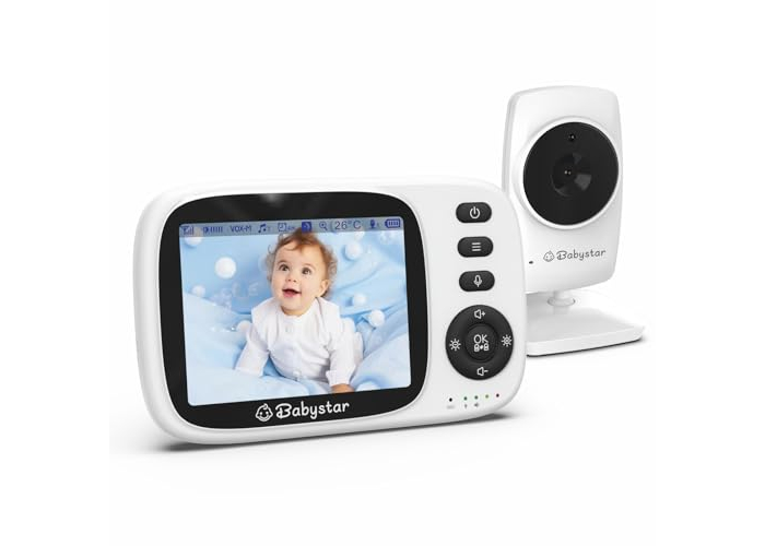 Babystar Monitor de Bebé con Cámara, Monitor de Bebé con Video de 3.2 Pulgadas Inalámbrico, Visión Nocturna, Monitoreo de Temperatura, Modo VOX de Audio Bidireccional, 2100 mAh Recargable, Monitor de Bebé de 2.4 GHz, Ideal para Padres Babystar Monitor de Bebé con Cámara, Monitor de Bebé con Video de 3.2 Pulgadas Inalámbrico, Visión Nocturna, Monitoreo de Temperatura, Modo VOX de Audio Bidireccional, 2100 mAh Recargable, Monitor de Bebé de 2.4 GHz, Ideal para Padres