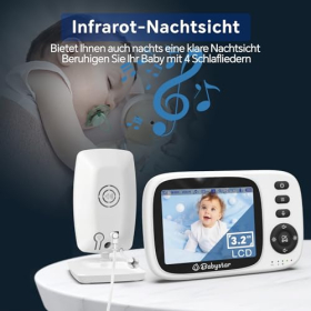 Babystar Baby Monitor з камерою, 3,2-дюймовий бездротовий відеоняня, нічне бачення, моніторинг температури, двосторонній аудіо режим VOX, 2100 мАг акумуляторна