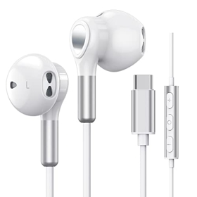 Auriculares USB-C para Samsung Galaxy S23/S24/S22 Ultra/S21 FE/S20 y iPhone 15 Pro Max - con micrófono interno y cable tipo C