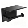Toilet paper holder with handle and shelf, made of stainless steel in black
