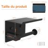 Toilet paper holder with handle and shelf, made of stainless steel in black