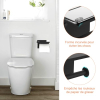 Toilet paper holder with handle and shelf, made of stainless steel in black