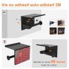 Toilet paper holder with handle and shelf, made of stainless steel in black