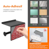 Toilet paper holder with handle and shelf, made of stainless steel in black