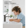 BELZ single-lever basin mixer tap with curved spout, gunmetal