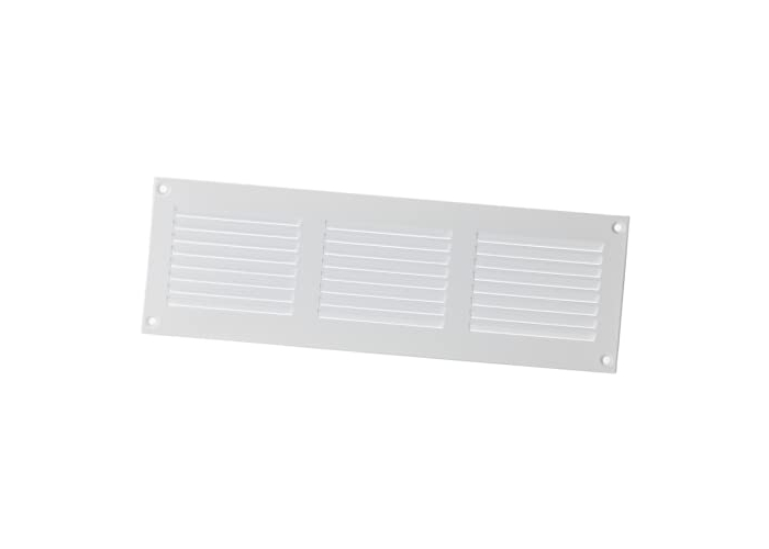 Metall Lüftungsgitter 300 × 100 mm mit Insektenschutz, Weiß Metall Lüftungsgitter 300 × 100 mm mit Insektenschutz, Weiß