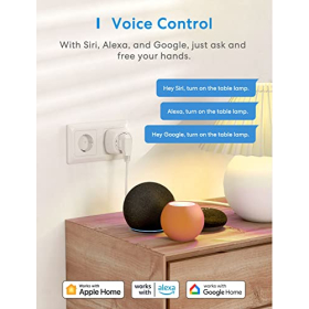 Набір із 3 смарт-розеток Meross WLAN, сумісних із Apple HomeKit WiFi Plug із голосовим керуванням і дистанційним керуванням, 10 ампер, без концентратора