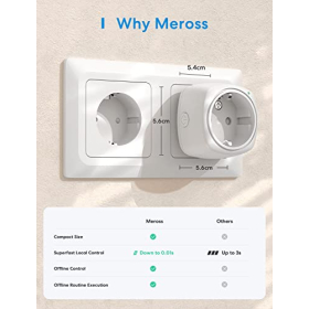 Набір із 3 смарт-розеток Meross WLAN, сумісних із Apple HomeKit WiFi Plug із голосовим керуванням і дистанційним керуванням, 10 ампер, без концентратора