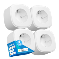 Умная розетка Wi-Fi 16 А, 3840 Вт, совместимая с Apple HomeKit, Alexa и Google Assistant, приложение Meross, 4 шт. в упаковке