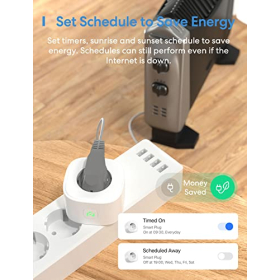 Умная розетка Wi-Fi 16 А, 3840 Вт, совместимая с Apple HomeKit, Alexa и Google Assistant, приложение Meross, 4 шт. в упаковке