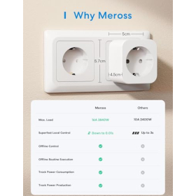 Enchufe WiFi Meross: inteligente, 16 A, con control por voz y app, temporizador