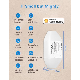 Meross WiFi Switch funciona con Apple HomeKit, Smart Switch Remote Control con Siri, Google Assistant, SmartThings, DIY Smart para controlar electrodomésticos