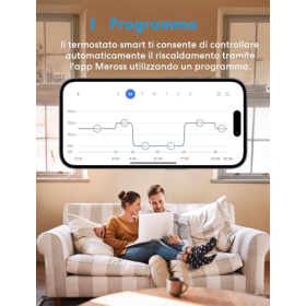 Termostato de caldera Meross Wi-Fi con función de programación y pantalla táctil LED, compatible con Apple HomeKit, Alexa y Google Assistant