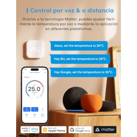 Termostato Meross con Matter, control por voz, programación y 16 A