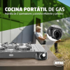 Amig Camping-Gaskocher – 2 Brenner, Gussgrillplatte, Edelstahl