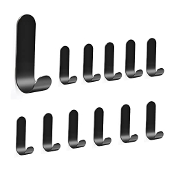 Vista hooks, stainless steel SUS304, self-adhesive, matte black, waterproof, ideal for kitchen and towels