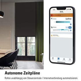 Eve MotionBlinds Rollo-Nachrüstsatz (Apple Home), Bluetooth-Motor, keine Brücke, Zeitplansteuerung