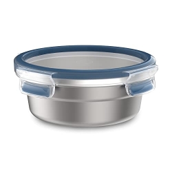 Recipiente para alimentos EMSA Clip & Close, acero inoxidable, 0,8 L, redondo