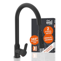 EISL Adria Küchenarmatur Schwarz, 360° drehbar, hoher Auslauf