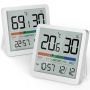 NOKLEAD Innenthermometer-Hygrometer – Mini-Temperatur- und Feuchtigkeitsmessgerät, LCD-Digital-Thermometer, Monitor-Sensor mit Komfortanzeige, Datum, Uhr, Berrcom Heim-Umgebungskalibrierung, 2 Stück