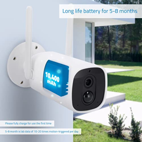 Вулична WiFi камера NIVIAN із сонячною панеллю та акумулятором 10400 мАг – Full HD