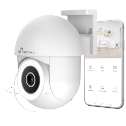 NIVIAN 2K PTZ WiFi Kamera mit 360° Drehung, Nachtsicht & Zwei-Wege-Audio