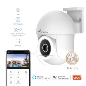 NIVIAN 2K PTZ WiFi камера з обертанням на 360°, нічним баченням та двостороннім аудіозв'язком