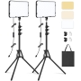 Obeamiu LED Lights 2500-8500K for Video Shooting with 63" Tripod 2pcs