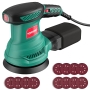 HYCHIKA Orbital Sander – 300 W, 6 Speeds, 13000 rpm, with Dust Extractor and 12 Sanding Discs 125 mm