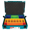 Makita MAKPAC Ordnungs-Set – 14-teilig mit farbigen Boxen & Deckelpolstern