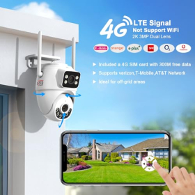 Вулична камера ENSTER 4G – подвійний об'єктив, SIM-картка, автоматичне відстеження, кольорове нічне бачення