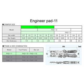 Herramienta de crimpado de precisión ENGINEER PAD-11 S – Herramienta de crimpado universal con mordazas intercambiables